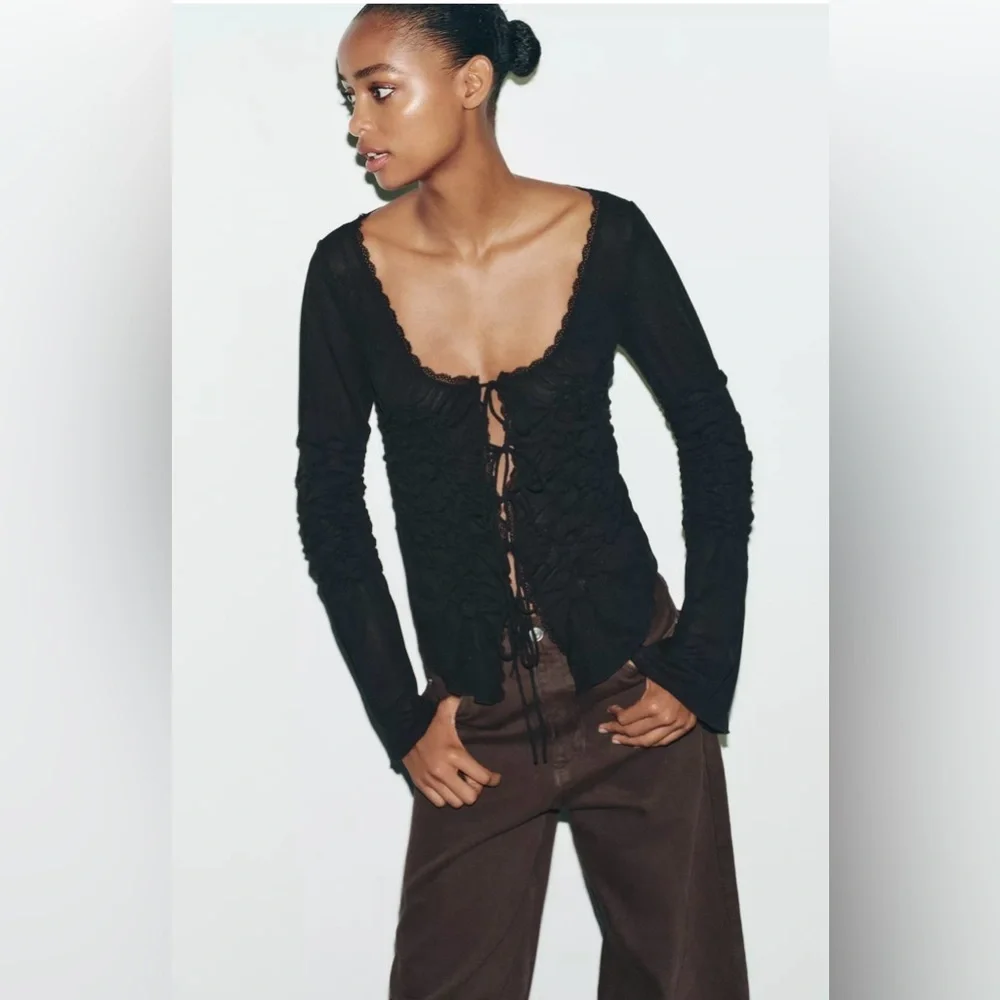 ❗️BUY NOW❗️WILL BE REMOVED SOON❗️ZARA RUCHED TIE TOP